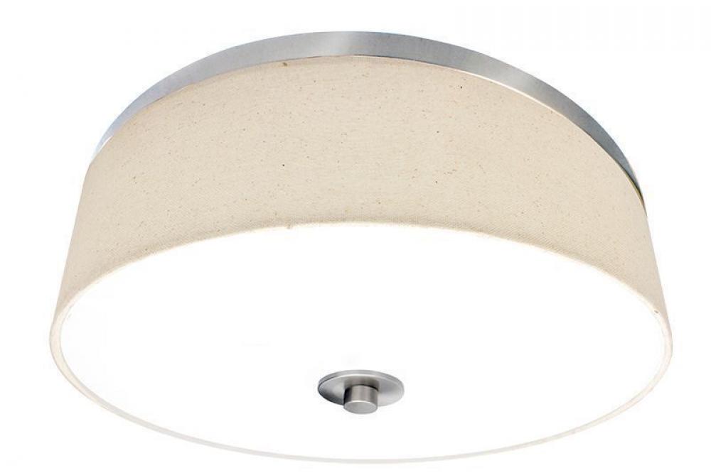 INTEGRATED LED FABRIC DRUM 15in 23W 1380LM C90 5CCT 27/30/35/40/50K, BRUSHED NICKEL