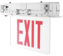 Westgate MFG C3 XTR-1RCW-EM - RECESSED EXIT LIGHTING, SGL FACE, RED ON CLEAR PANEL, WHITE HOUSING.