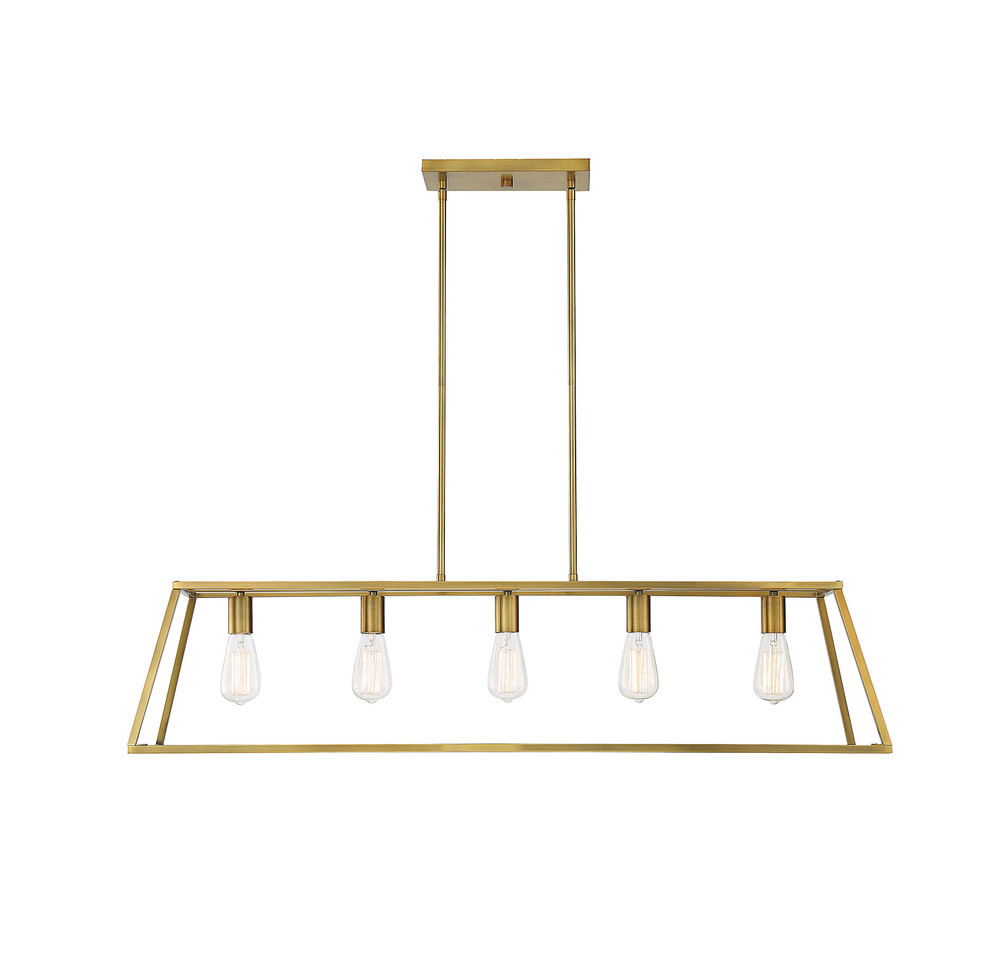 Denton 5-Light Linear Chandelier in Warm Brass