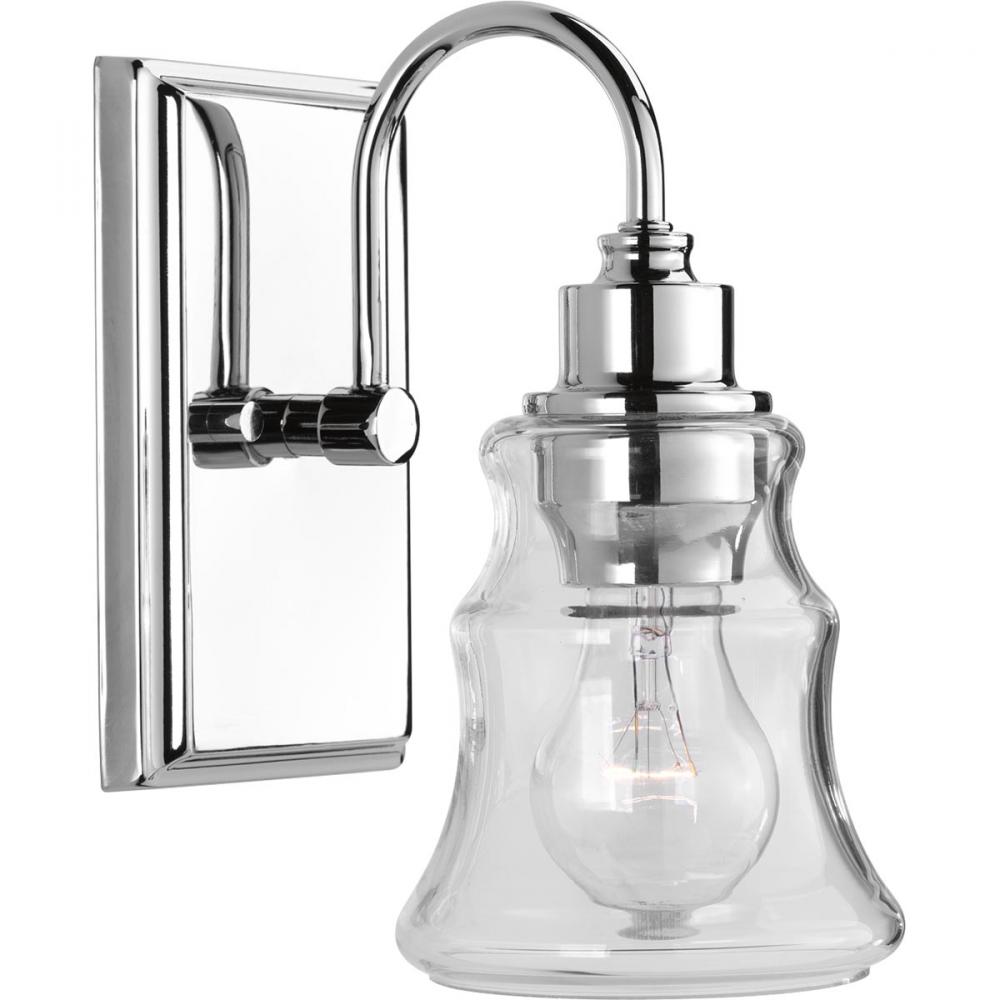 Litchfield Collection One-Light Polished Chrome Clear Glass Coastal Bath Vanity Light