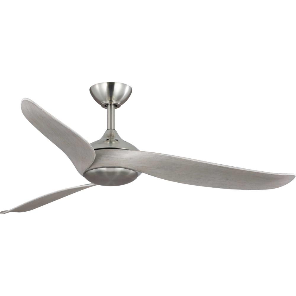 Conte Collection 52-in Three-Blade Brushed Nickel Contemporary Ceiling Fan with Grey Weathered Wood