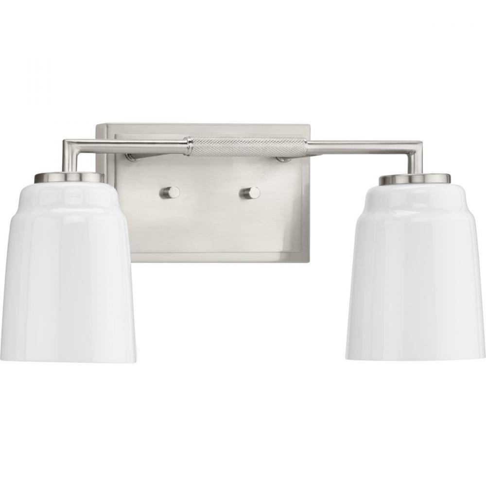 Spenser Collection Two-Light Brushed Nickel Industrial Vanity Light