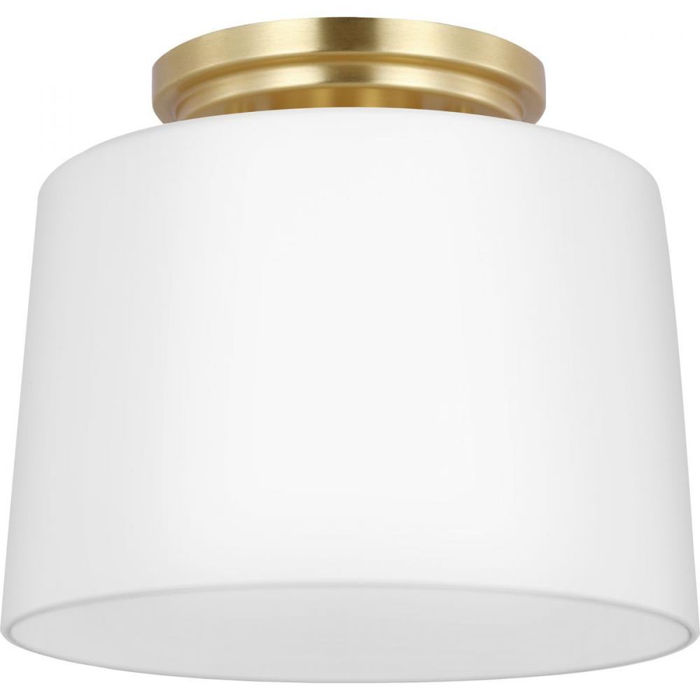 Adley Collection One-Light Satin Brass Etched Opal  Glass New Traditional Flush Mount Light