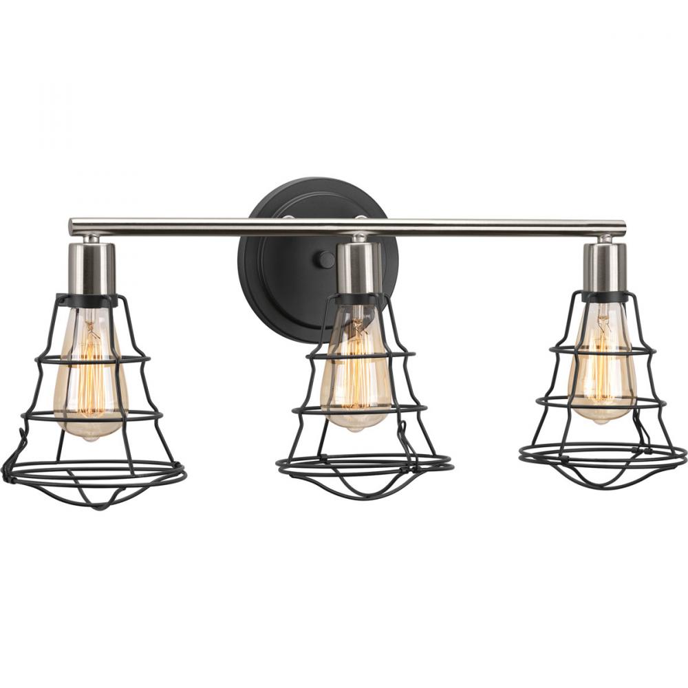 Gauge Collection Three-Light Graphite Farmhouse Bath Vanity Light