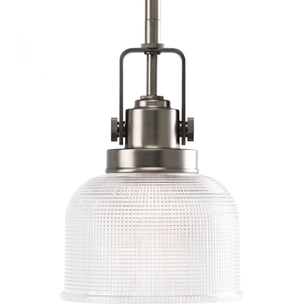 Archie Collection One-Light Antique Nickel Double Prismatic Glass Coastal Mini-Pendant Light