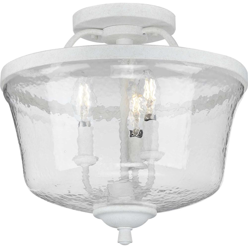 Bowman Collection Cottage White Three-Light Semi-Flush Convertible