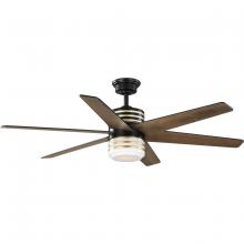 Progress P250074-31M-30 - Carrollwood Collection 56-Inch Six-Blade Matte Black/Chestnut LED DC Motor Contemporary Ceiling Fan