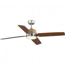 Progress P250097-081-30 - Schaffer II Collection 56 in. Four-Blade Antique Nickel Modern Organic Ceiling Fan with Integrated L