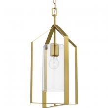 Progress P500431-191 - Vertex Collection One-Light Brushed Gold  Clear Glass Contemporary Foyer Light