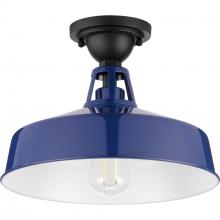 Progress P550070-091 - Cedar Springs Collection Navy One-Light Farmhouse Semi-Flush Mount