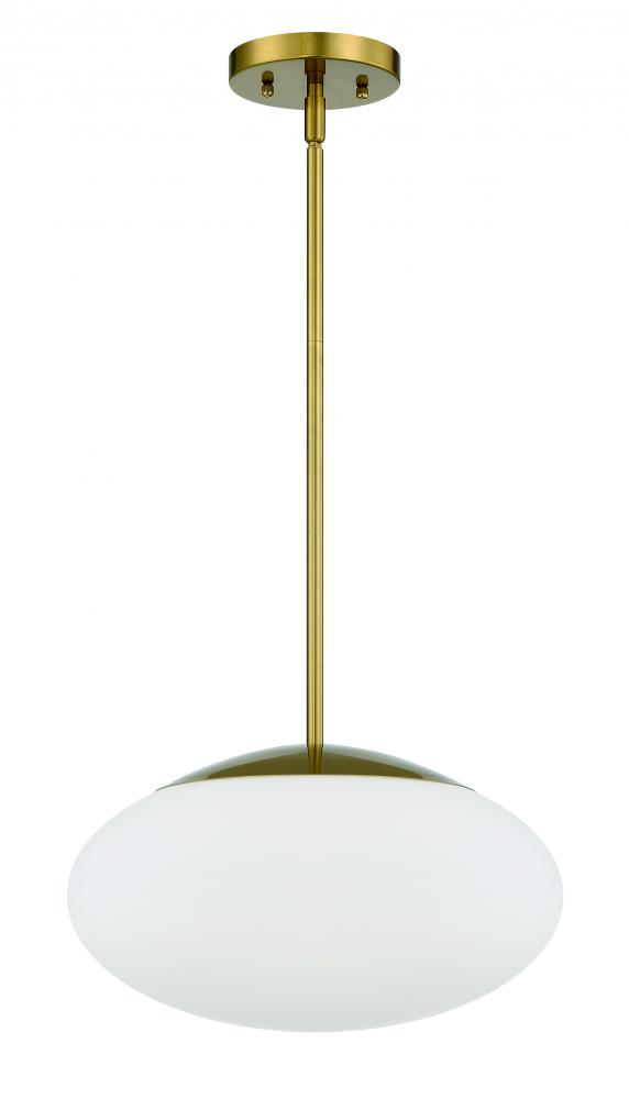 Gaze 1 Light 14" Pendant in Satin Brass (White Glass)