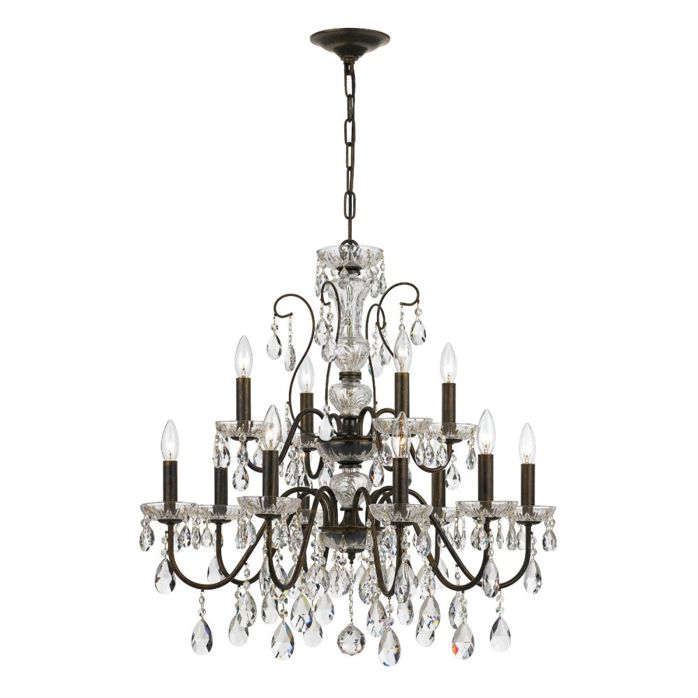 Butler 12 Light Hand Cut Crystal English Bronze Chandelier