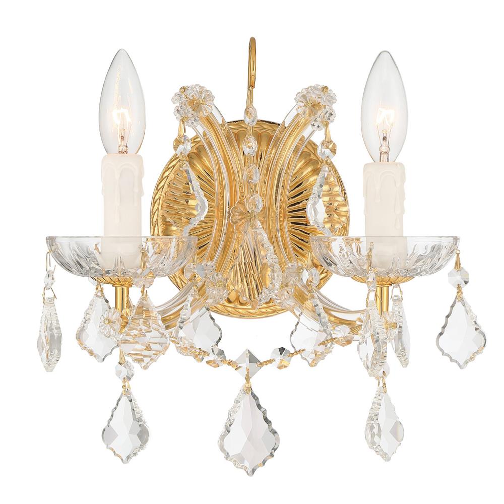 Maria Theresa 2 Light Swarovski Strass Crystal Gold Sconce