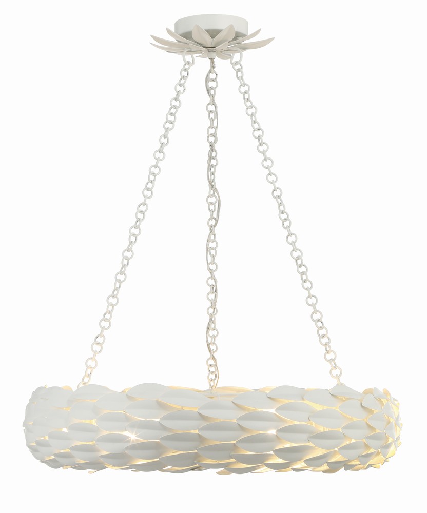 Broche 6 Light Matte White Chandelier