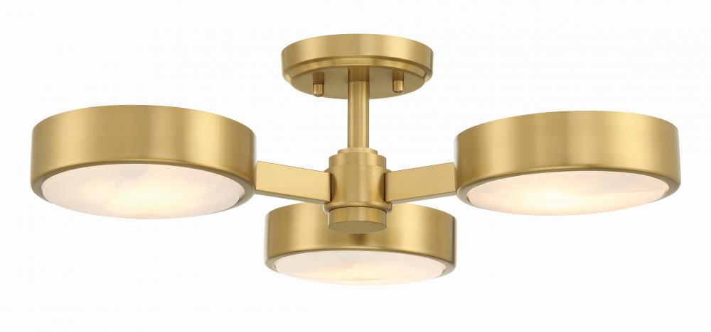 Orson 3 Light Modern Gold Semi Flush Mount