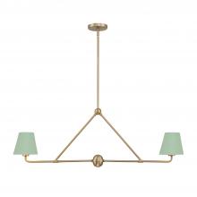 Crystorama XAV-B9302-VG-GR - Xavier 2 Light Vibrant Gold + Green Linear Chandelier