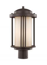  8247901EN3-71 - Crowell contemporary 1-light LED outdoor exterior post lantern in antique bronze finish with creme p