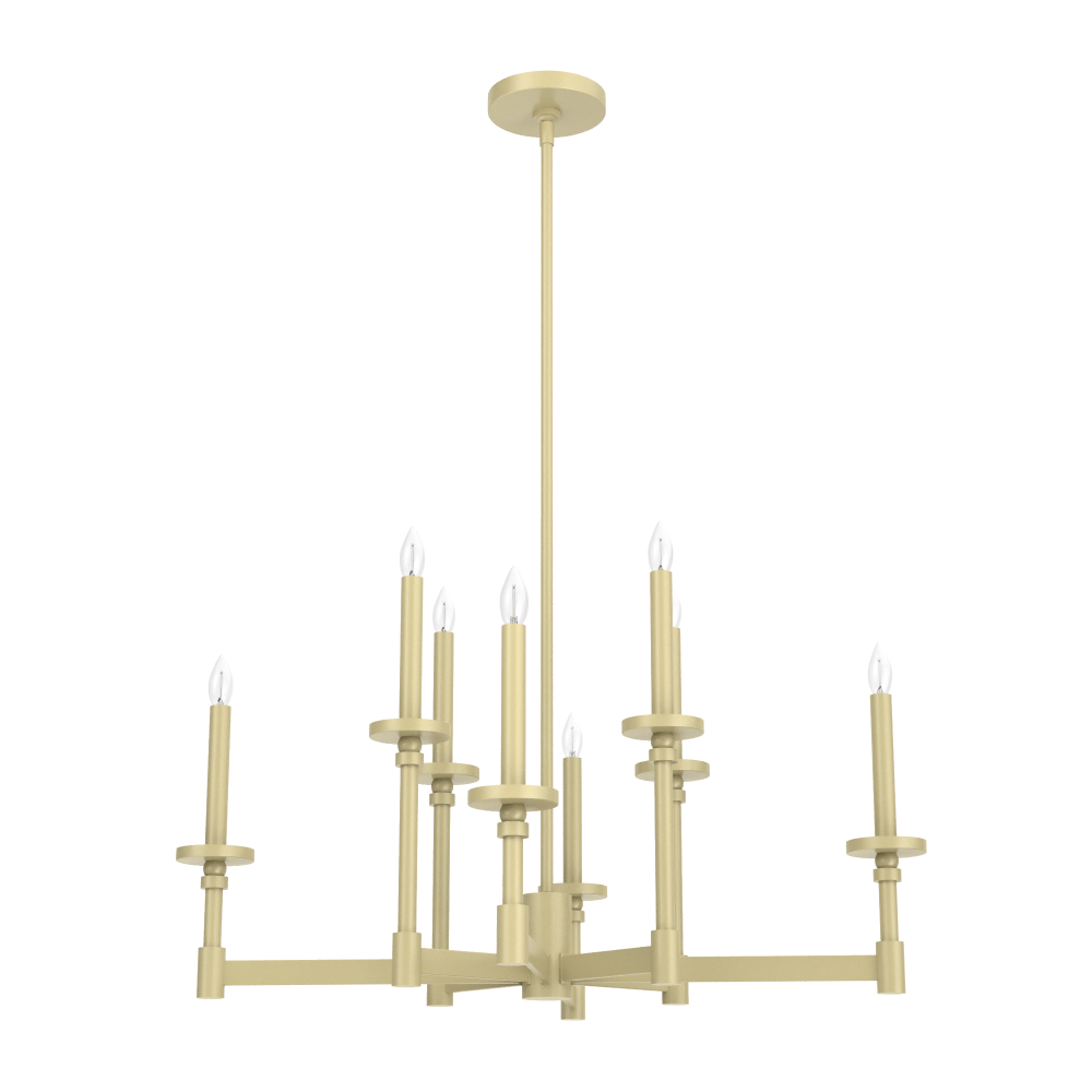 Hunter Briargrove Modern Brass 8 Light Large Chandelier Ceiling Light Fixture