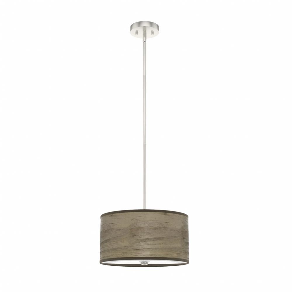 Hunter Solhaven Warm Grey Oak and Brushed Nickel with Painted Cased White Glass 2 Light Pendant