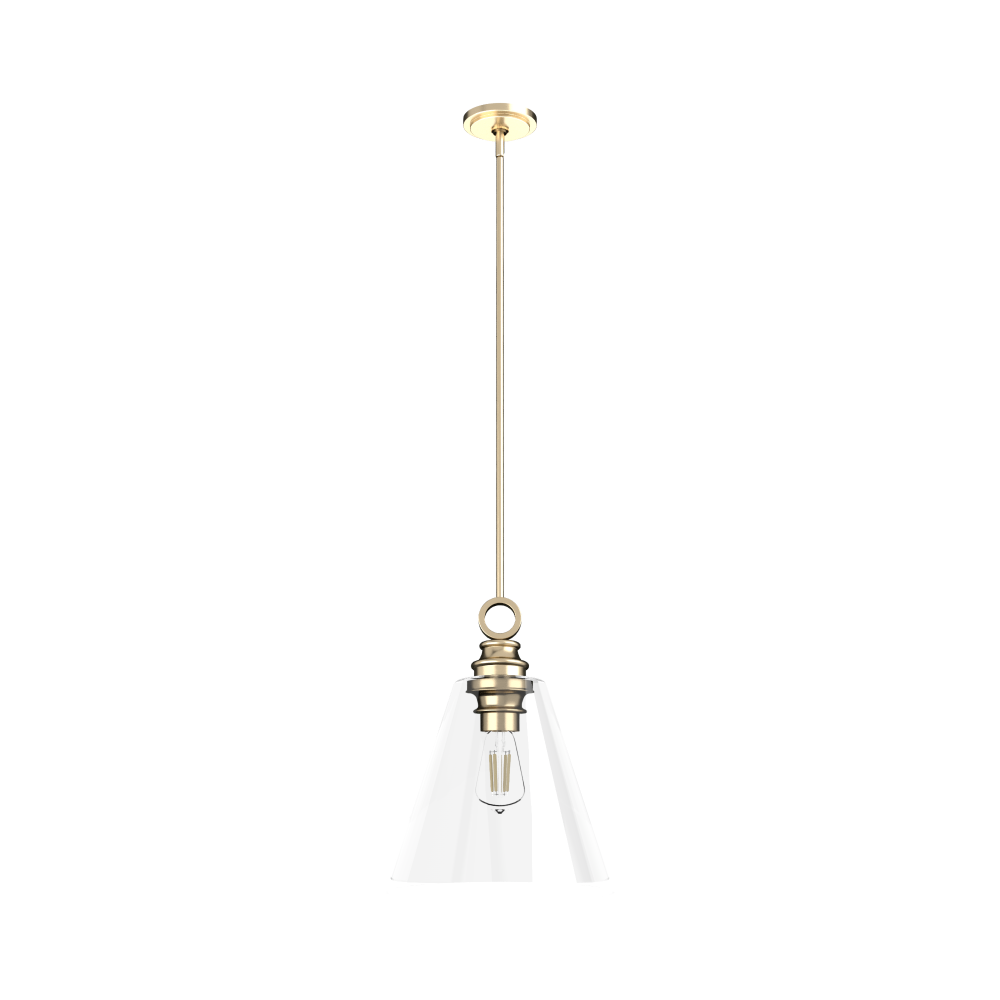 Hunter Klein Alturas Gold with Clear Glass 1 Light Pendant Ceiling Light Fixture