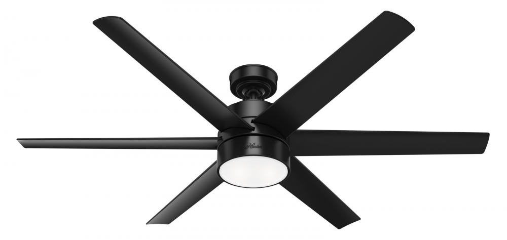 Hunter 60 inch Solaria ENERGY STAR® Matte Black Damp Rated Ceiling Fan with LED Light Kit