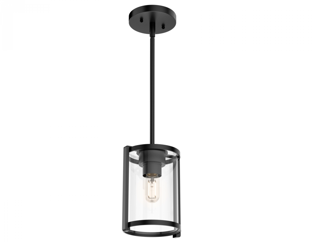 Hunter Astwood Matte Black with Clear Glass 1 Light Pendant Ceiling Light Fixture