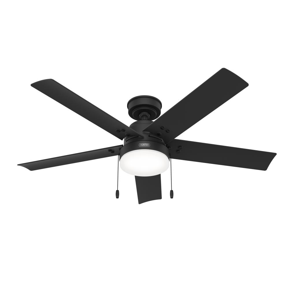 Hunter 52 in Sea Point Matte Black WeatherMax Indoor/Outdoor Ceiling Fan w/ LED LT Kit & Pull Chain