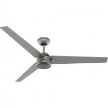 Hunter 52981 - Hunter 60 inch Cassius ENERGY STAR® Matte Silver Damp Rated Ceiling Fan and Wall Control