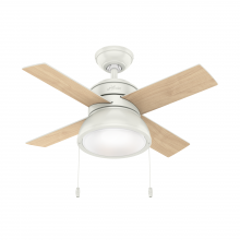 Hunter 59385 - Hunter 36 inch Loki Fresh White Ceiling Fan with LED Light Kit and Pull Chain