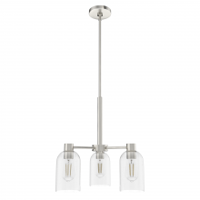 Hunter 19706 - Hunter Lochemeade Brushed Nickel with Seeded Glass 3 Light Chandelier Ceiling Light Fixture