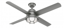 Hunter 55085 - Hunter 54 inch Searow Matte Silver WeatherMax Indoor / Outdoor Ceiling Fan with LED Light Kit