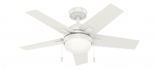 Hunter 50592 - Hunter 44 inch Bartlett Fresh White Ceiling Fan with LED Light Kit and Pull Chain