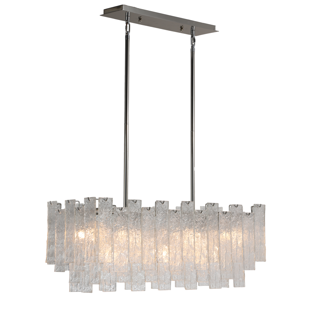 Flavia Long Crystal  Chandelier - Polished Nickel