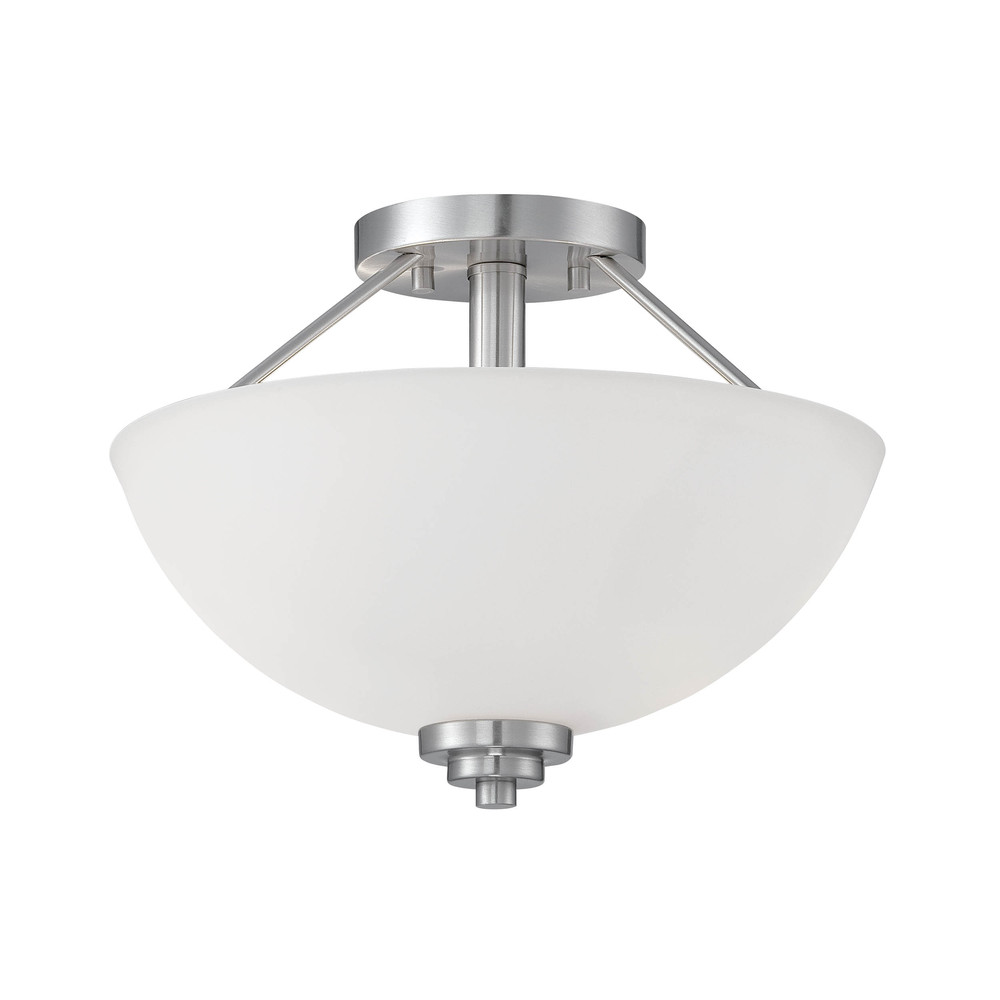 Durham 2-Light Semi-Flush Ceiling Mount Satin Nickel