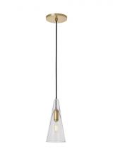 Visual Comfort & Co. Modern Collection SLPD280CNB-L - Sean Lavin Lustra 1-light dimmable small accent pendant with natural brass finish and glass shade