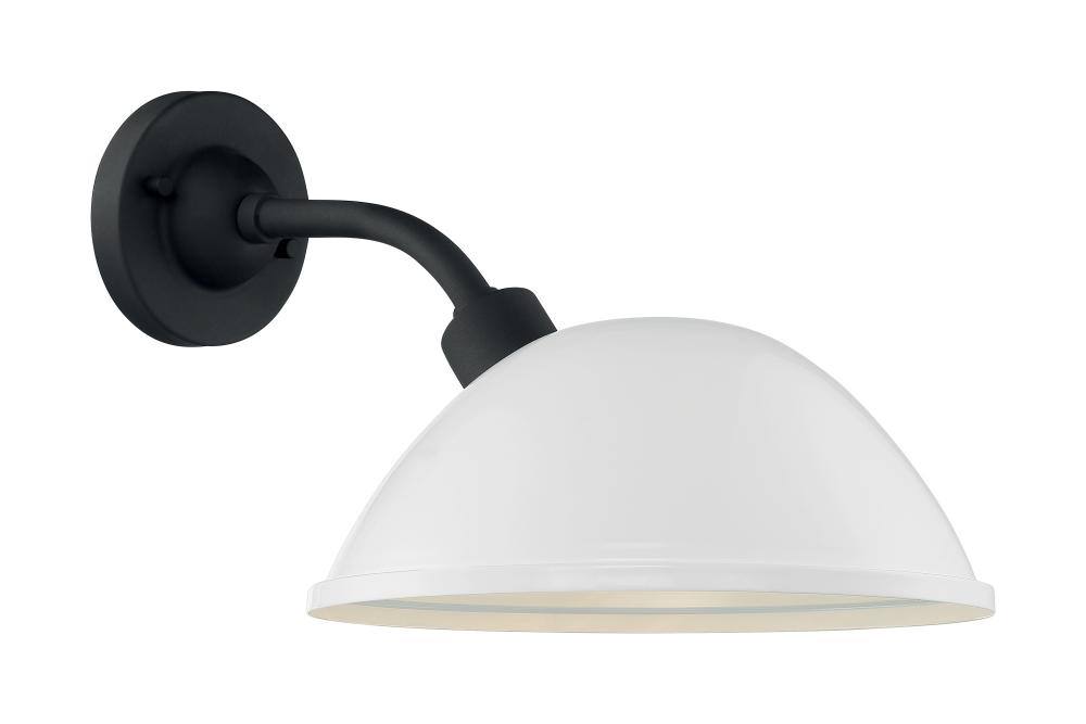 South Street - 1 Light Sconce with- Gloss White and Textured Black Finish