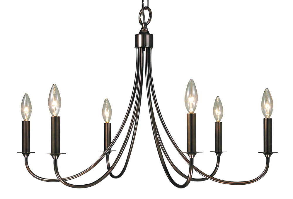 6-Light Satin Pewter Maisonette Dining Chandelier