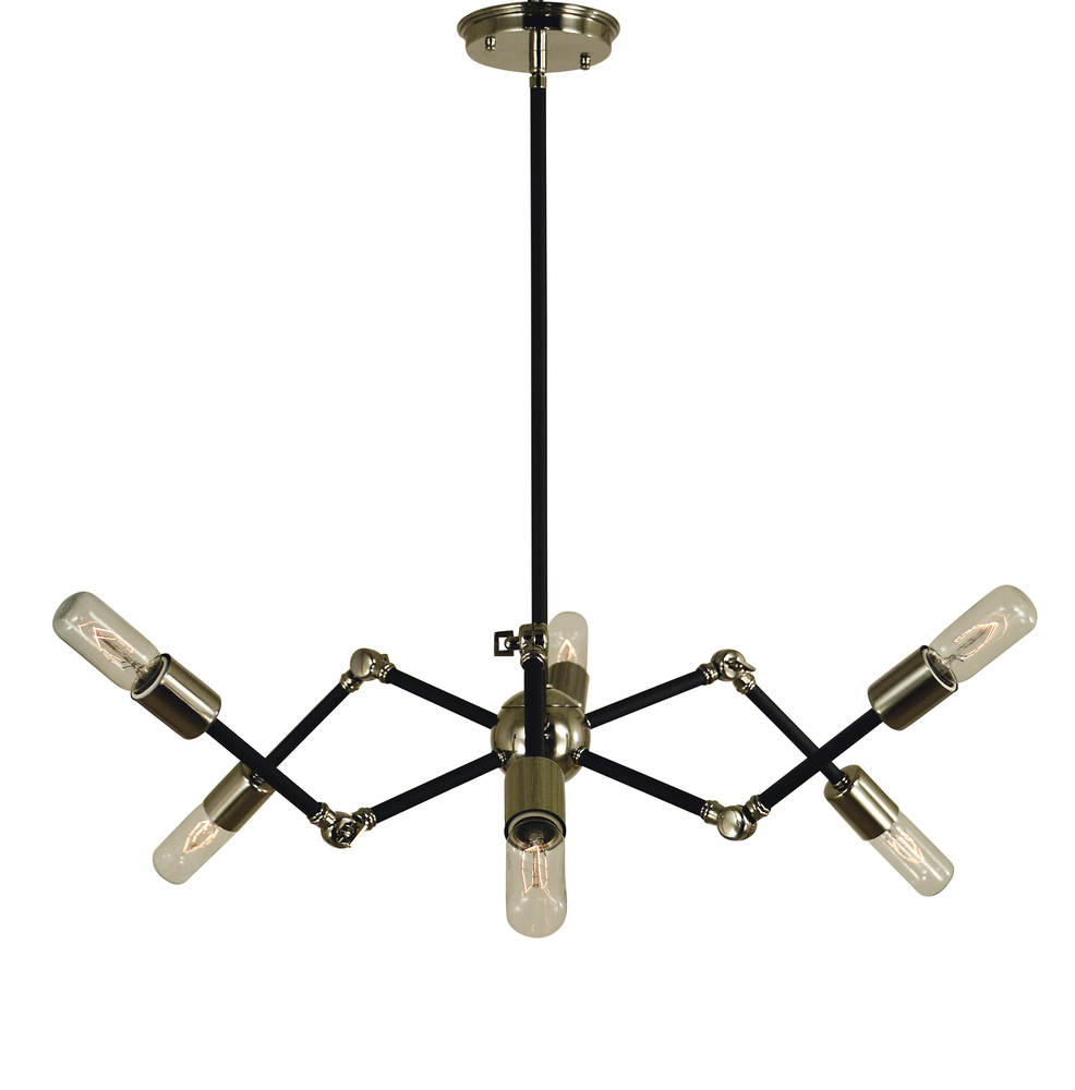 6-Light Polished Nickel/Matte Black Felix Chandelier