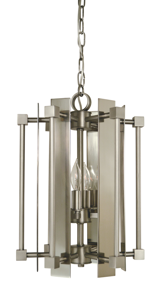 4-Light Polished Nickel/Matte Black Louvre Chandelier