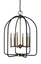 Framburg 4936 AB/MBLACK - 6-Light Antique Brass/Matte Black Boulevard Chandelier