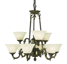 Framburg 7889 MB/AM - 9-Light Mahogany Bronze Napoleonic Dining Chandelier