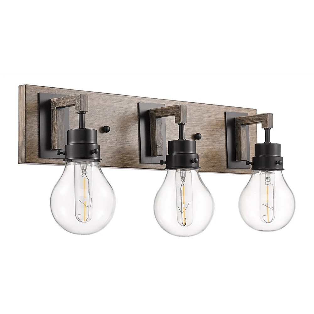 Vivio Roxton 3-Light Vanity - MB with Wood Style Accents