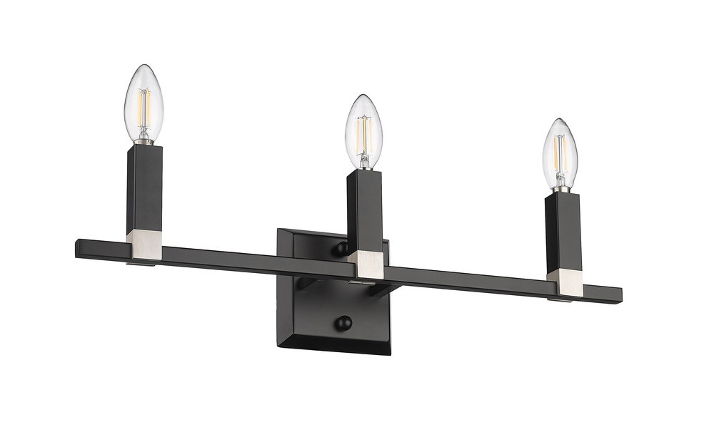 Vivio Maroni 3-Light Wall Sconce/Vanity - Matte Black/Brushed Nickel