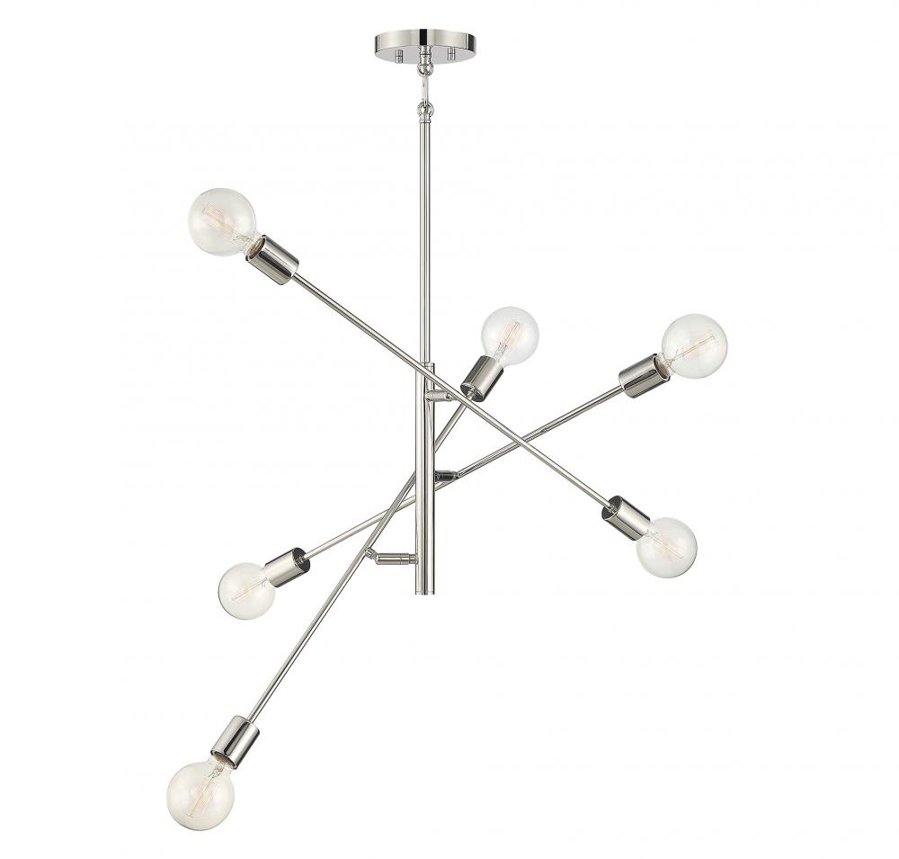 6-Light Chandelier in Polished Nickel