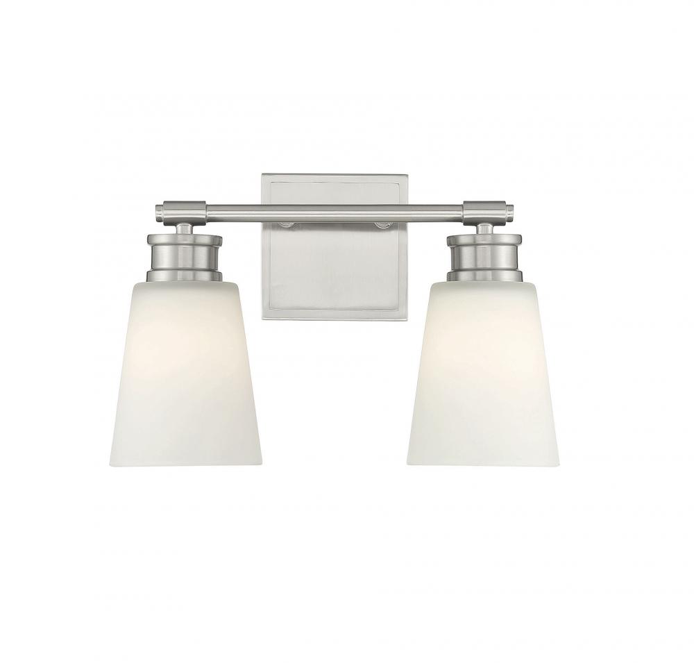 2-Light Bathroom Vanity Light in Brushed Nickel