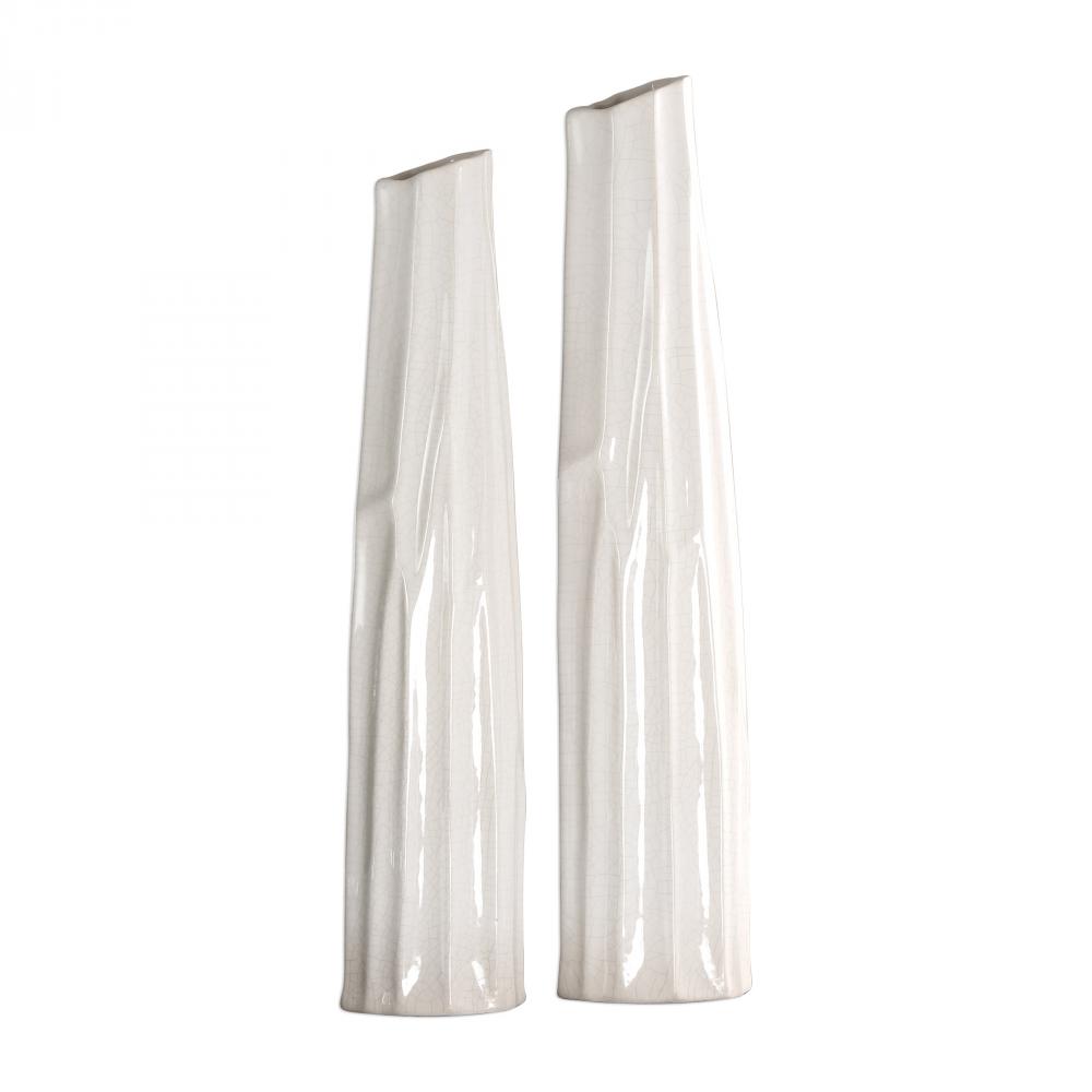 Uttermost Kenley Crackled White Vases S/2