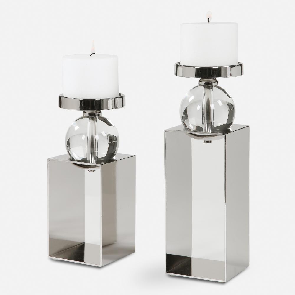 Uttermost Lucian Nickel Candleholders, Set/2