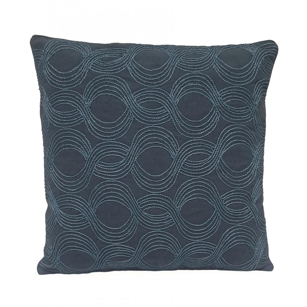 Embroidered Wave 20x20'' Pillow - Blue